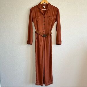 Mo:Vint Orange Wide Leg Jumpsuit Boho Size XS